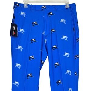 NEW RLX Ralph Lauren Men 36x34‎ Golf Tailored Fit Blue Swordfish Dress Pants